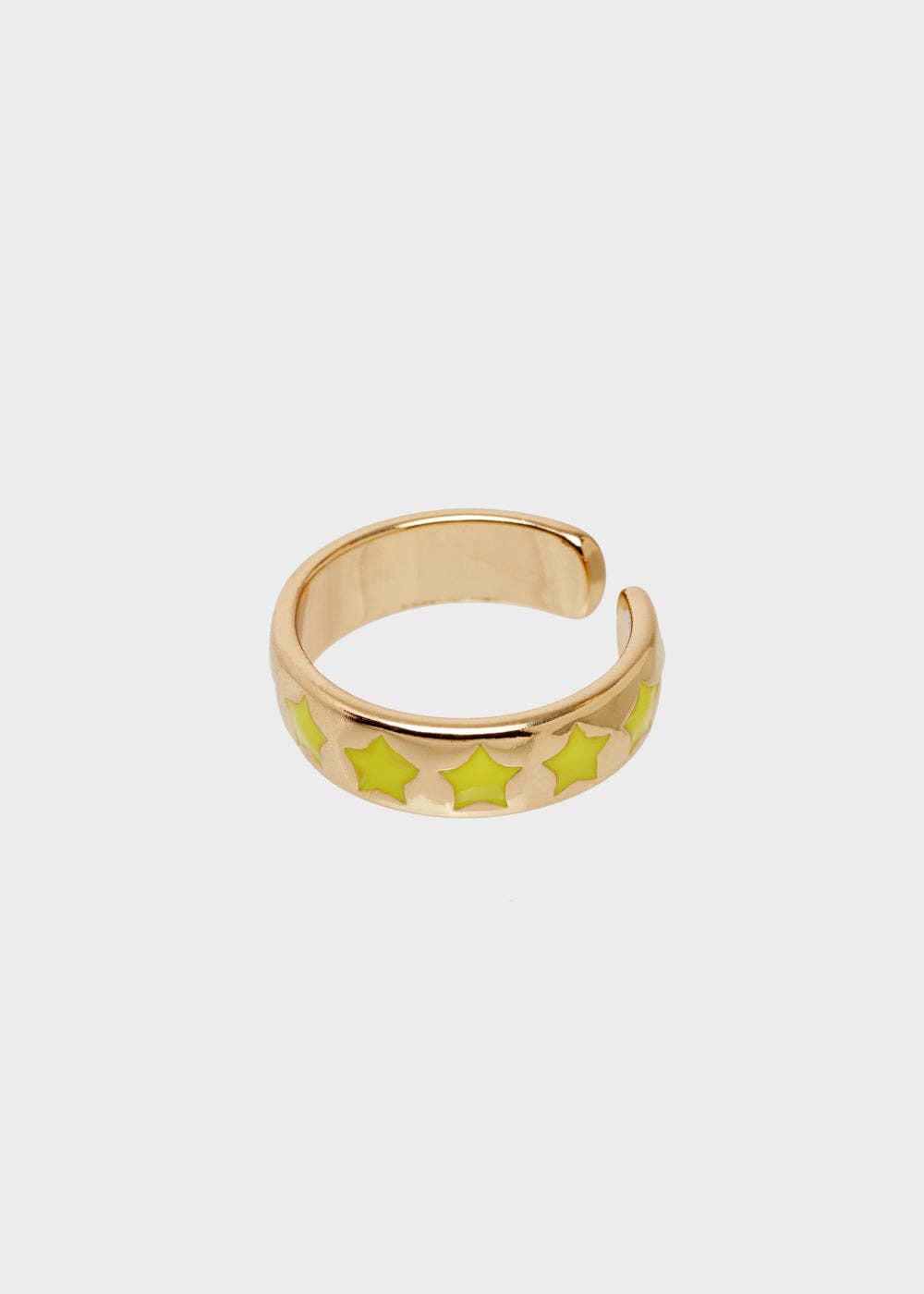 Anillo Ajustable Estrellas Esmaltado Amarillo