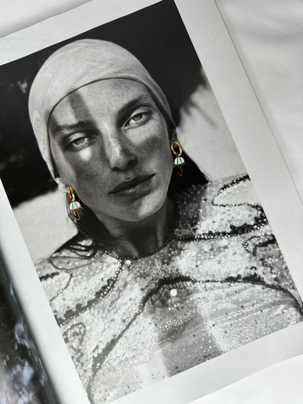 Mini Pendientes Paraguas Rayas Verde Morado