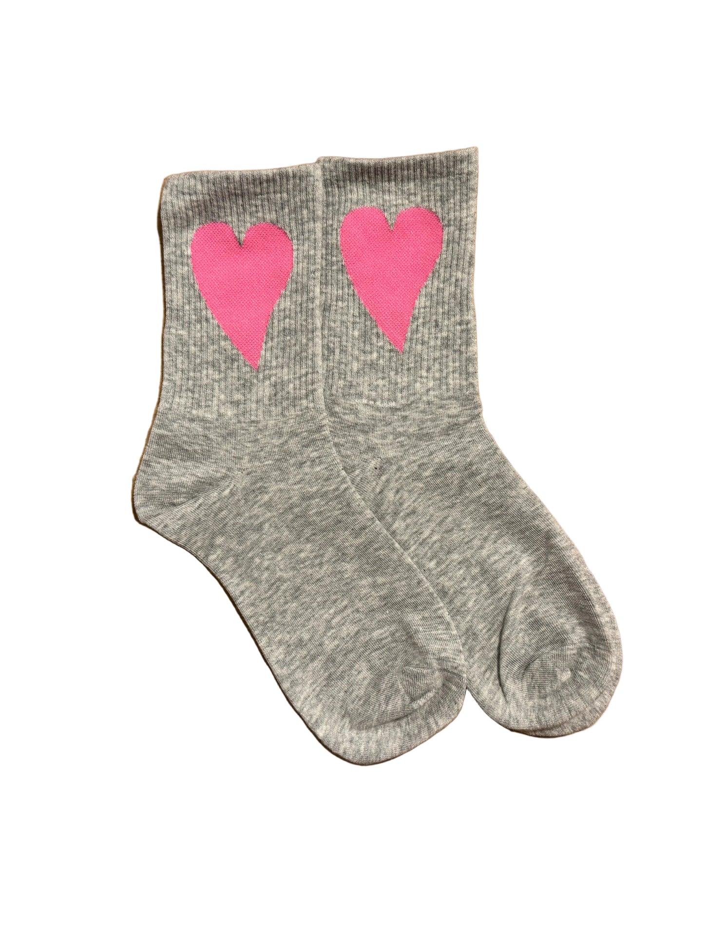 Calcetines Gris Corazón Rosa