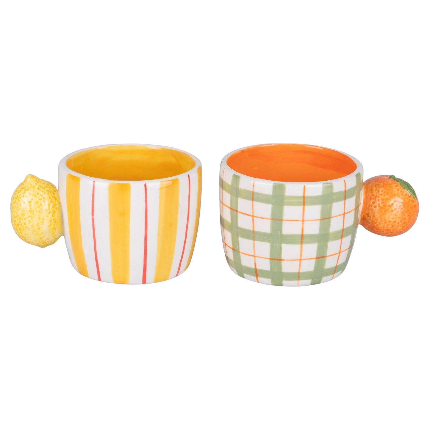 Taza Cuadros Asa Naranja