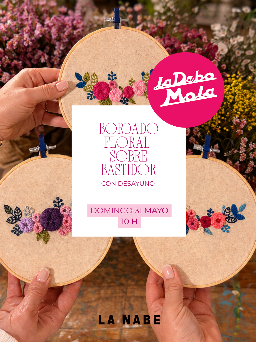 🌸 Taller de bordado floral con La Debo Mola ☕✨