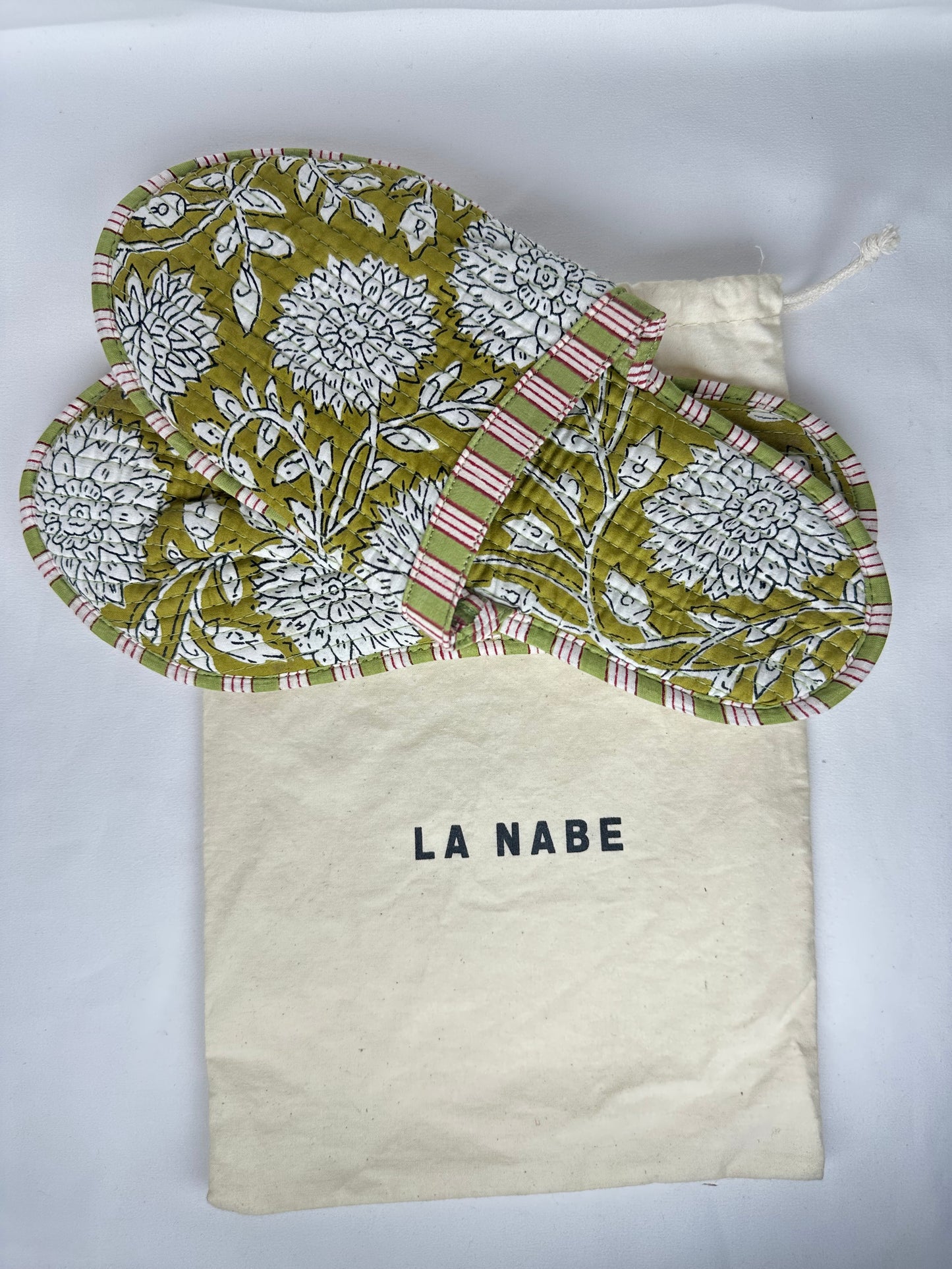 Zapatillas de Estar por Casa Pantuflas Tela India Pistacho con Bolsa