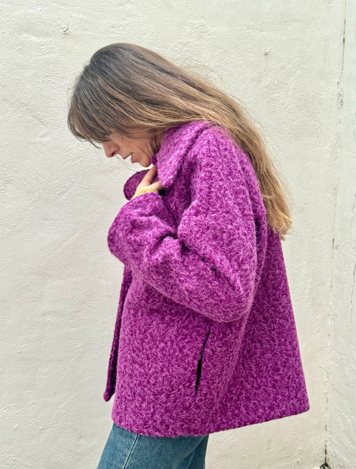 Chaqueta Chaquetón Abrigo Corto Liso Morado