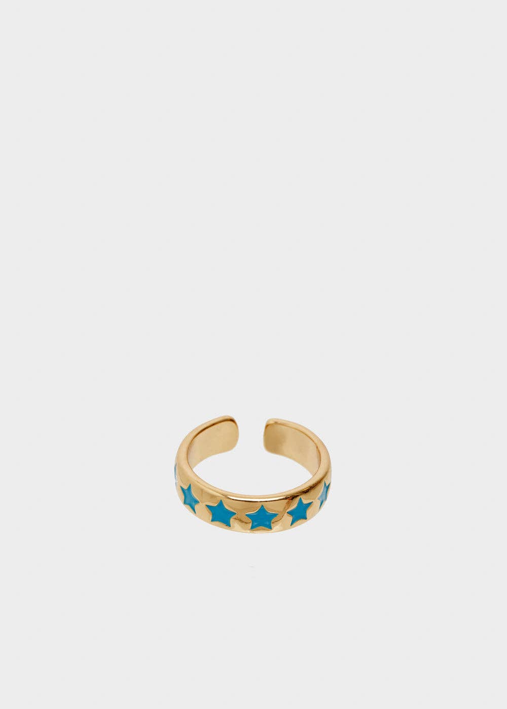 Adjustable Large Enamelled Turquoise Blue Stars Ring