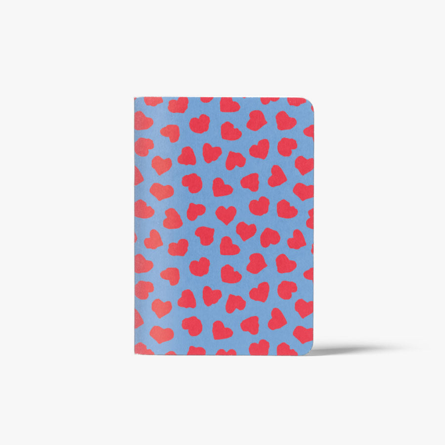 Cuaderno Libreta Estampado Azul Corazones A6