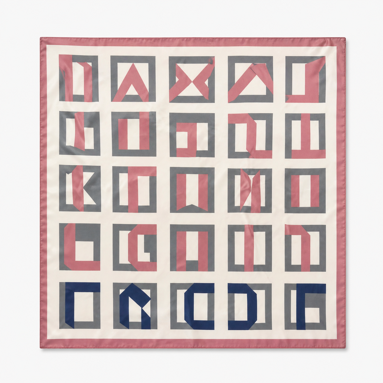 Pañuelo Geométrico Rosa Gris