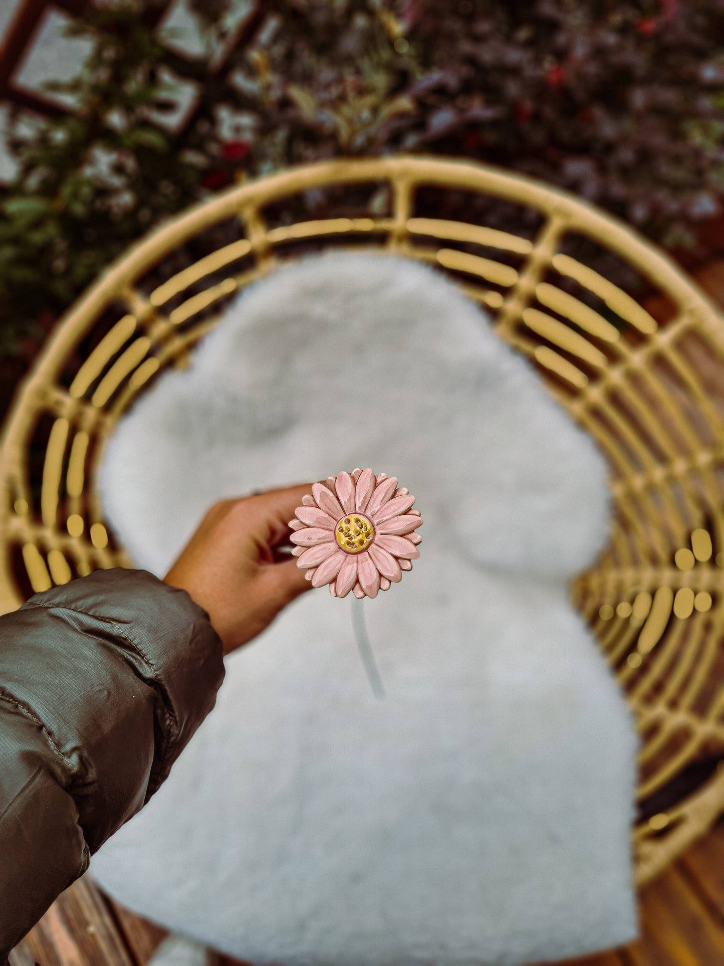 Flor Cerámica Rosa Gerbera