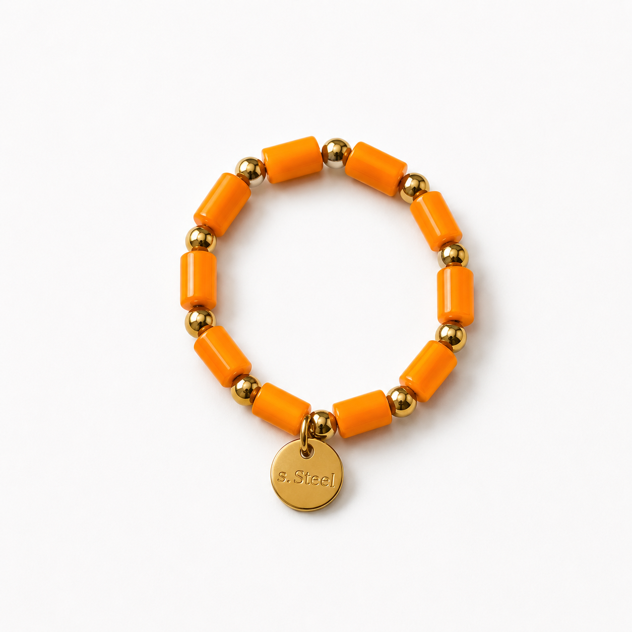 Anillo Elástico Cuentas Naranja