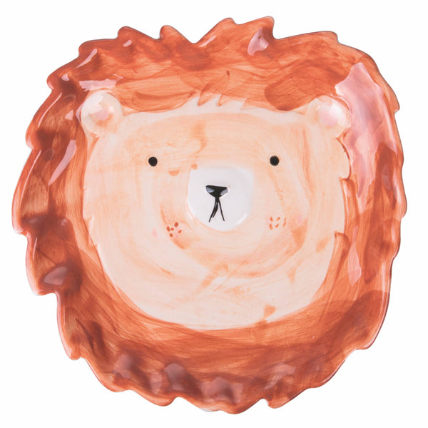 Plato Cerámica León con Melena Marrón