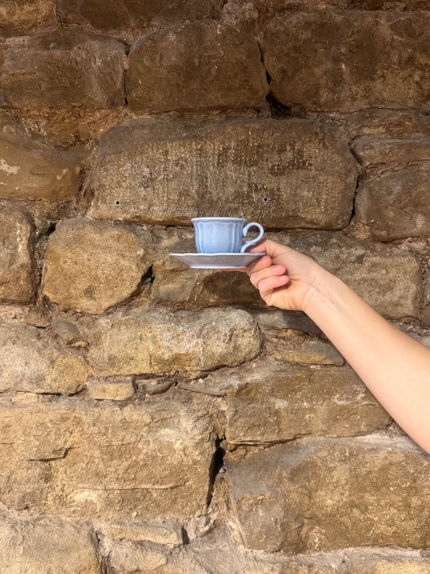 Taza Té Clásica Azul con Plato