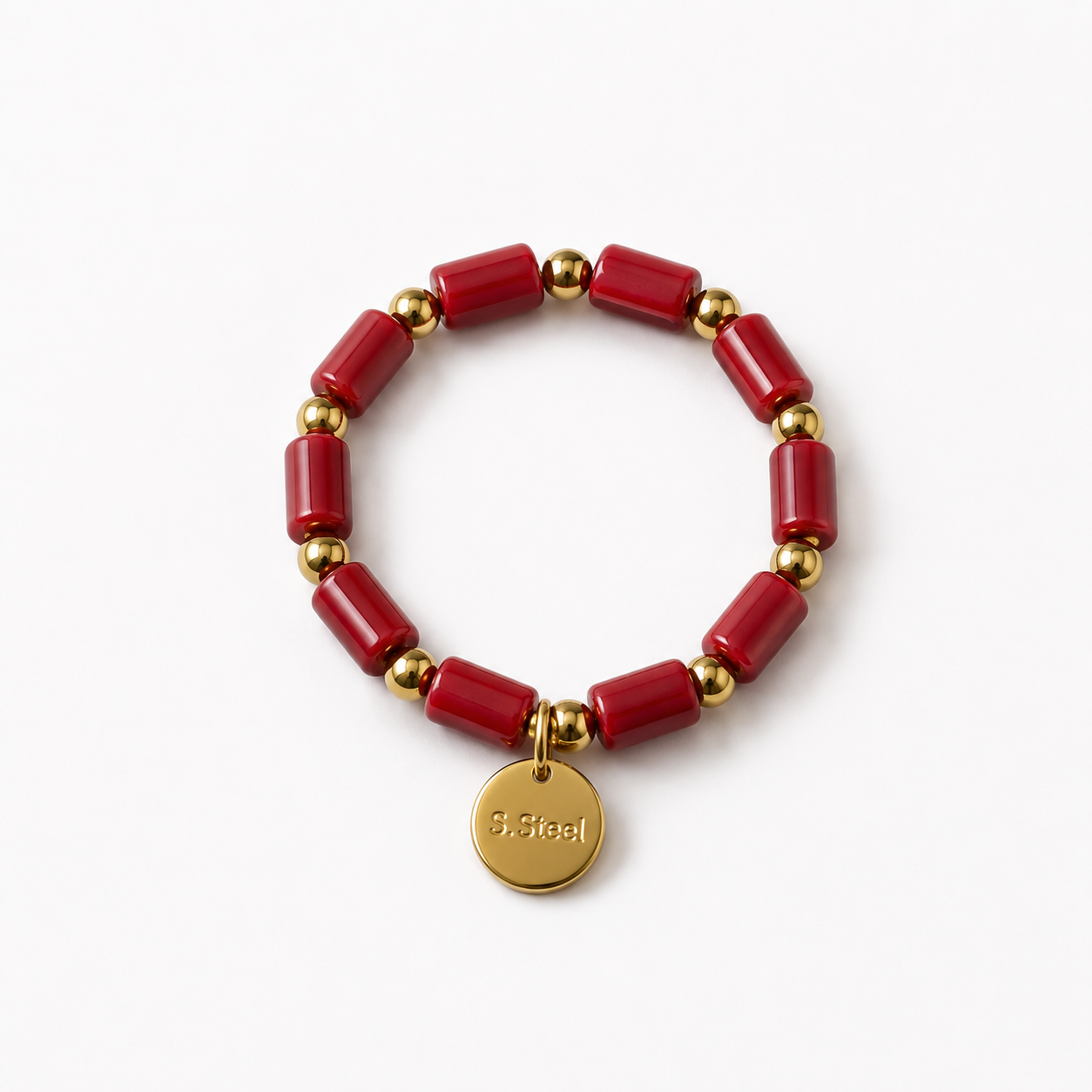 Anillo Elástico Cuentas Rojo