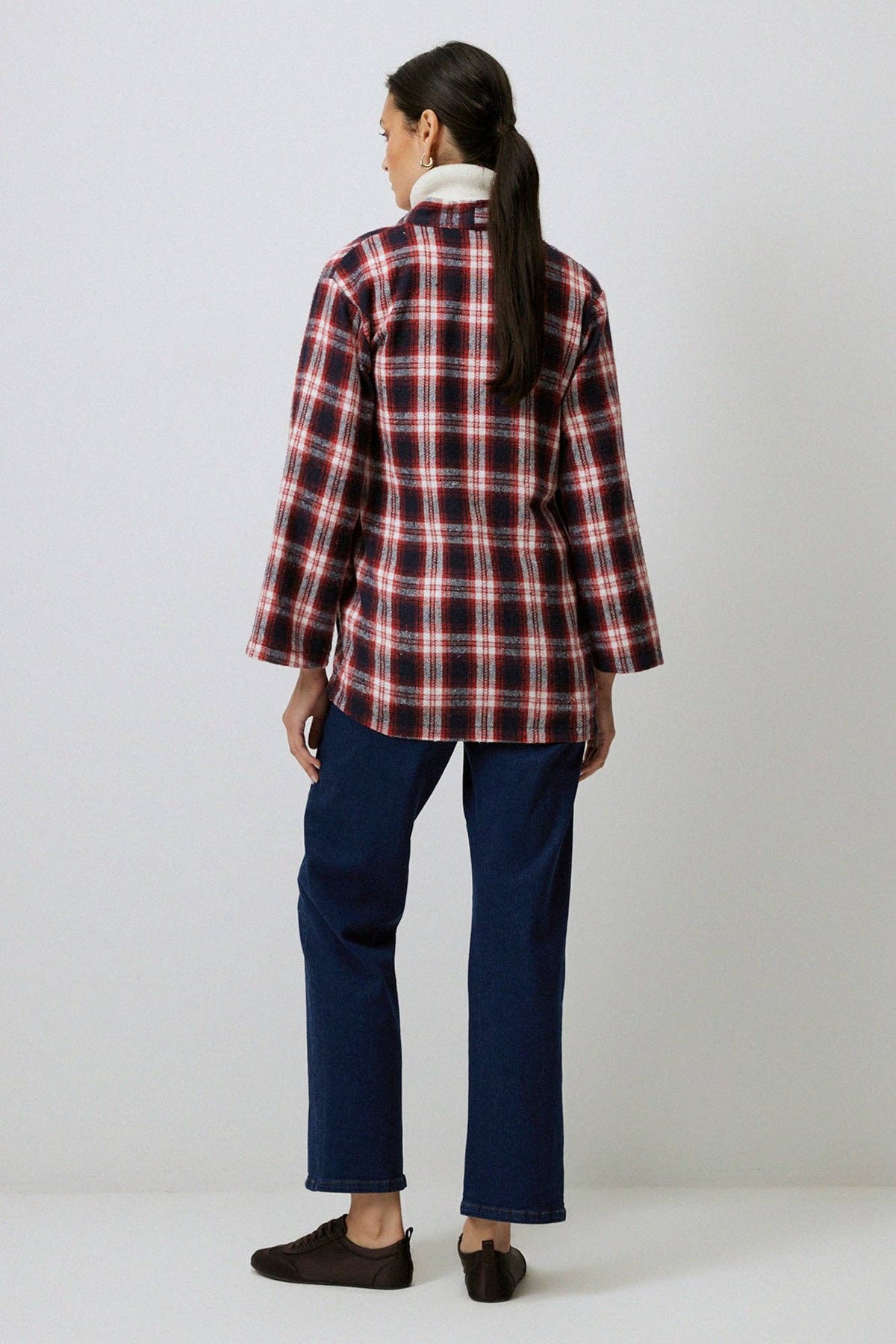 Chaqueta Kimono de Cuadros con Lazo