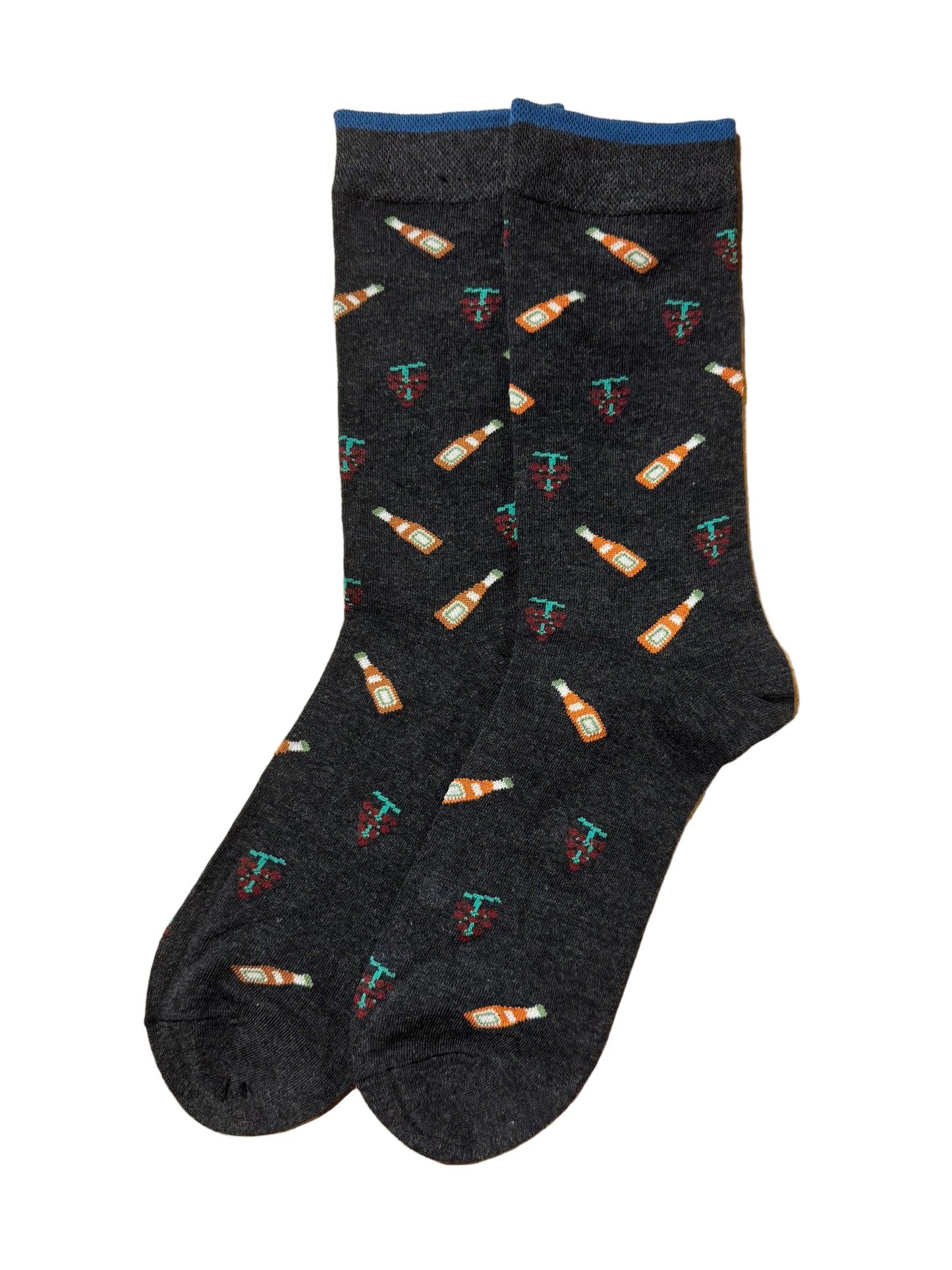 Calcetines Hombre Vino y Botella Gris