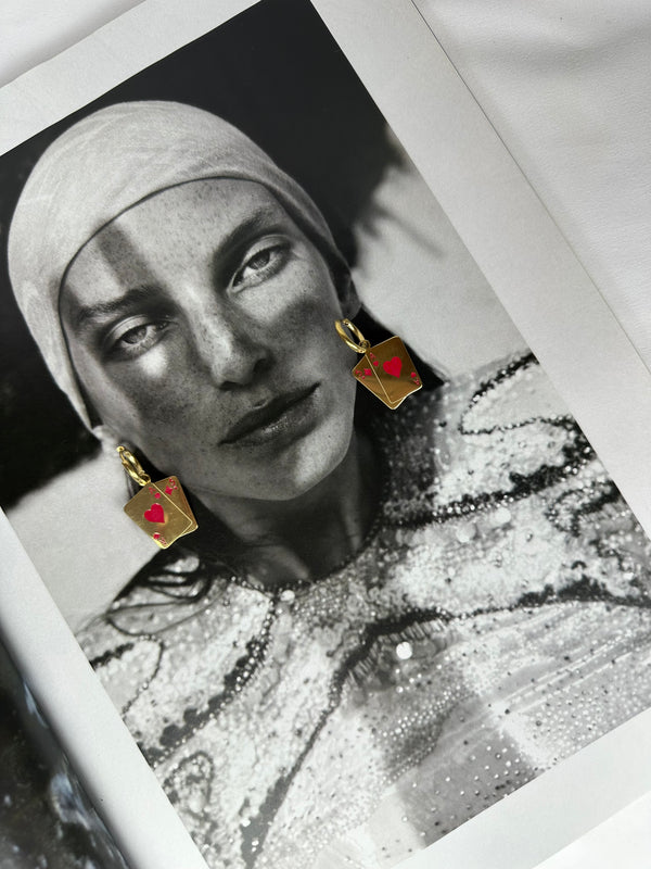 Mini Pendientes Naipe Carta As Corazones