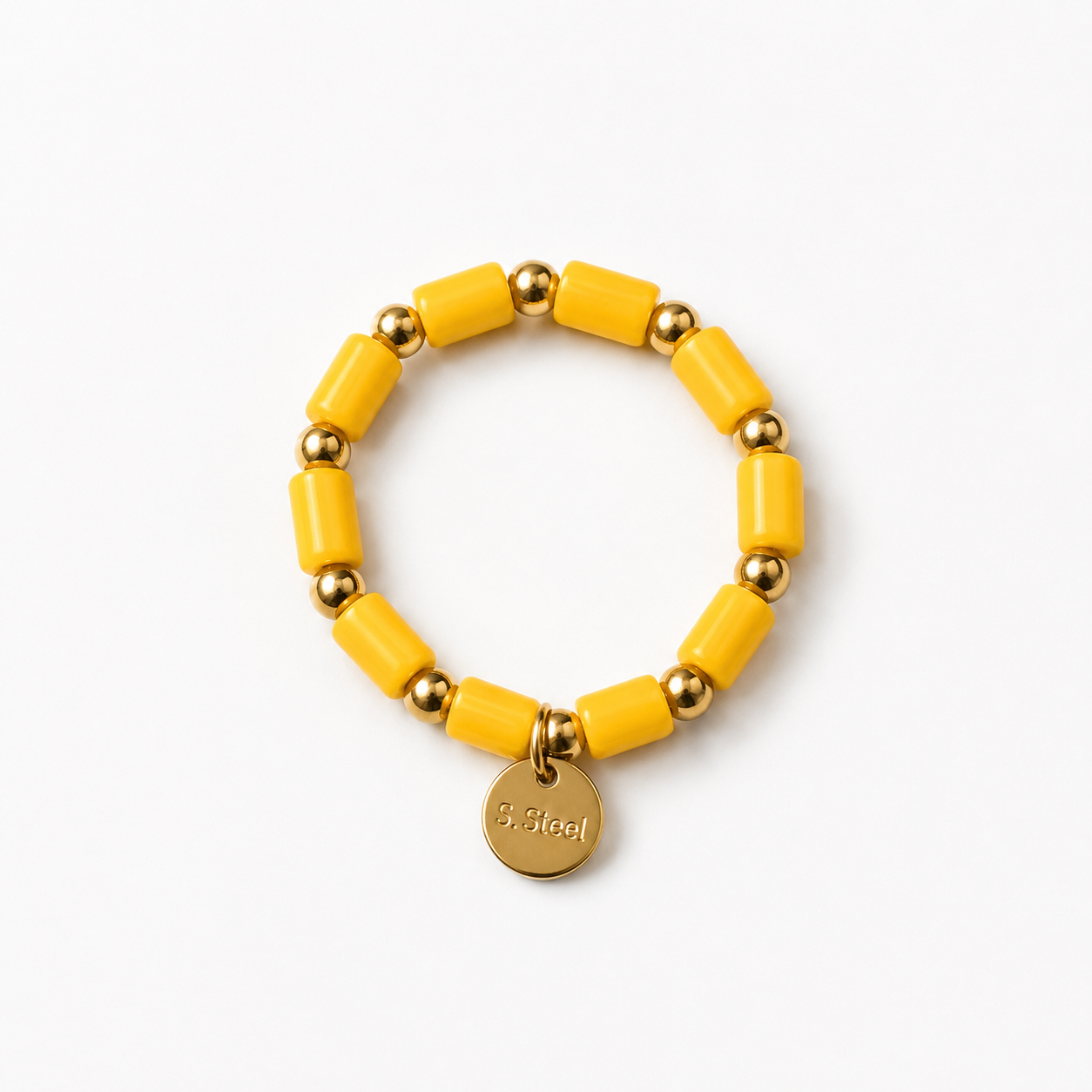 Anillo Elástico Cuentas Amarillo