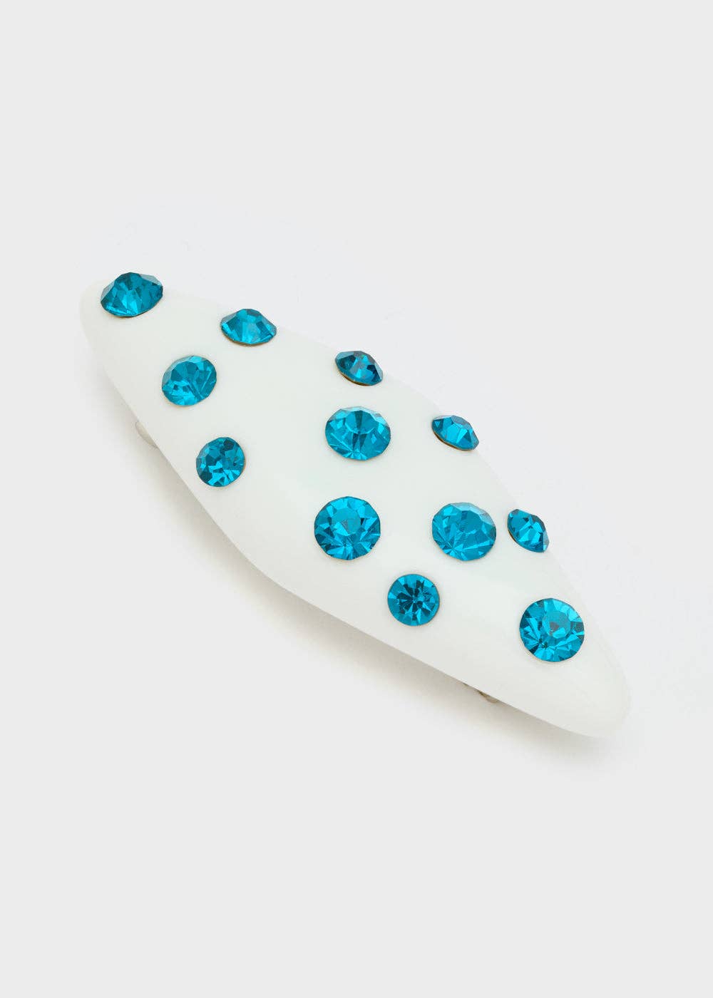 Pasador Resina Blanco Diamantes Azules