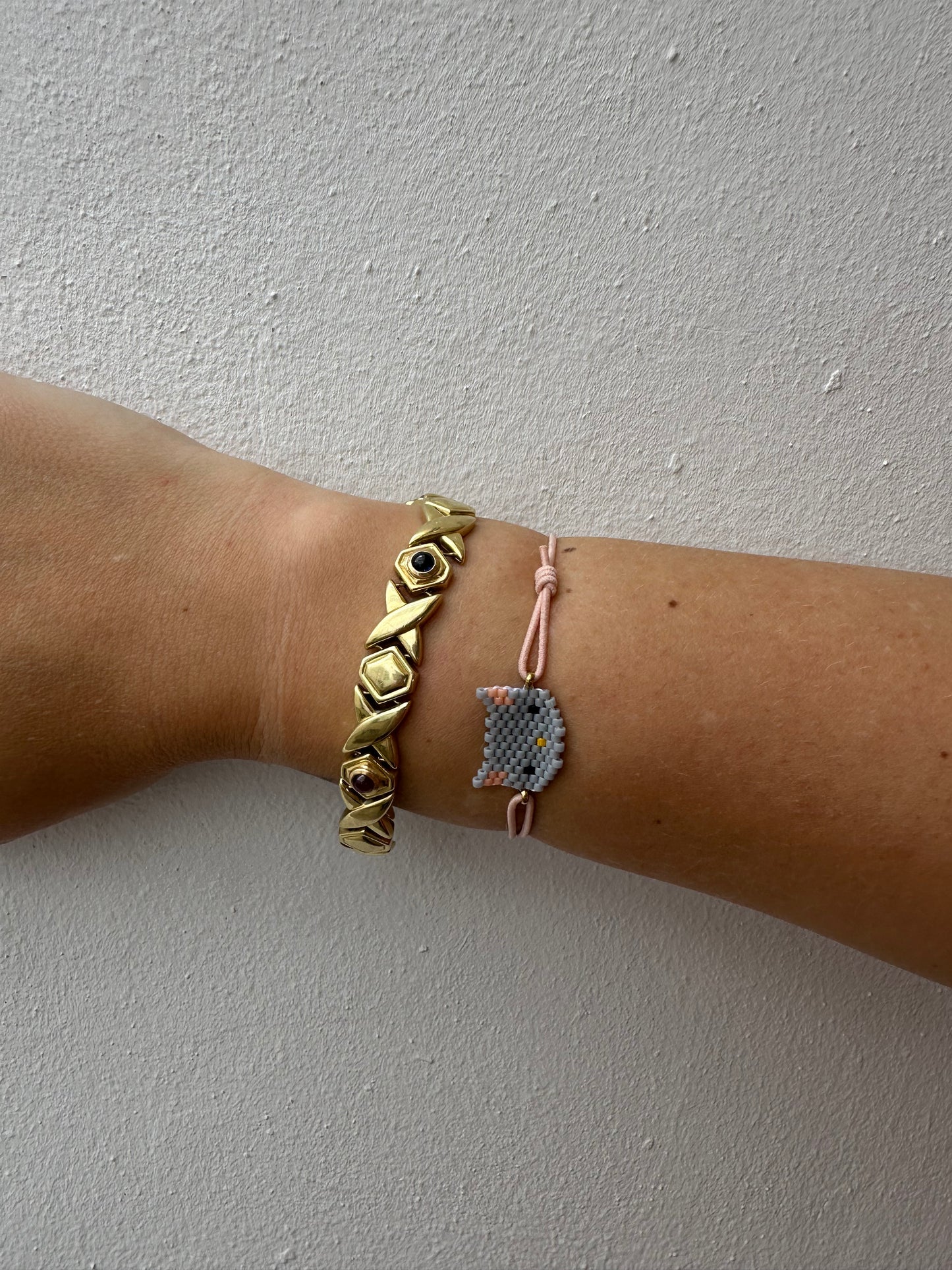 Pulsera Elástica Miyuki Gato Gris