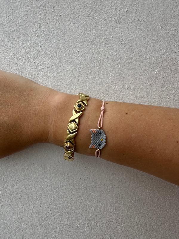 Pulsera Elástica Miyuki Gato Gris