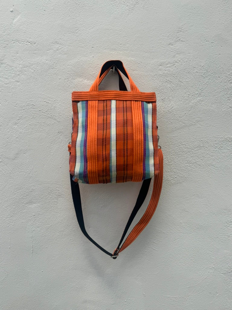 Bolso Bandolera Plástico Reciclado Rayas Tonos Naranjas