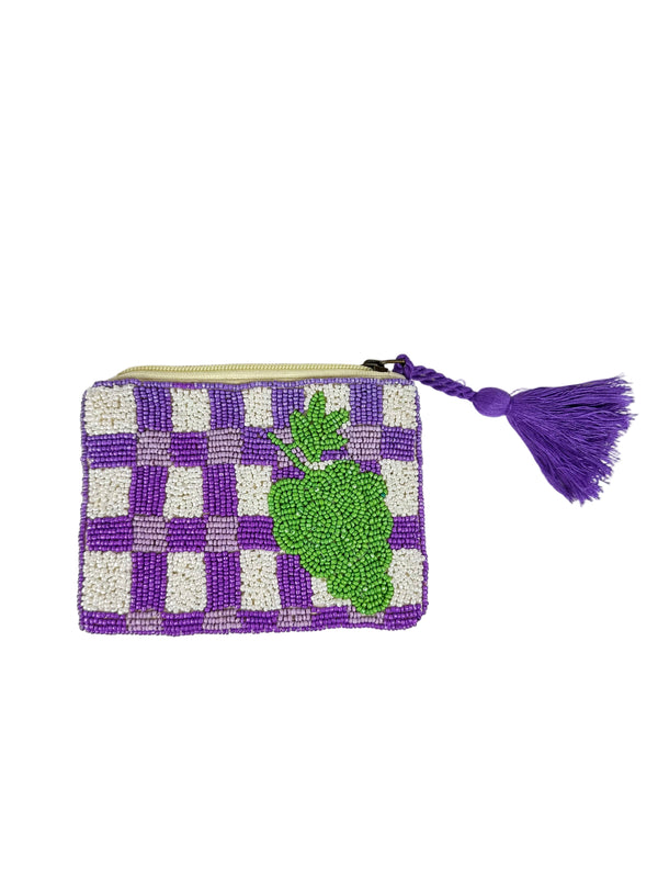Monedero Cartera Cuentas Damero Cuadros Uva