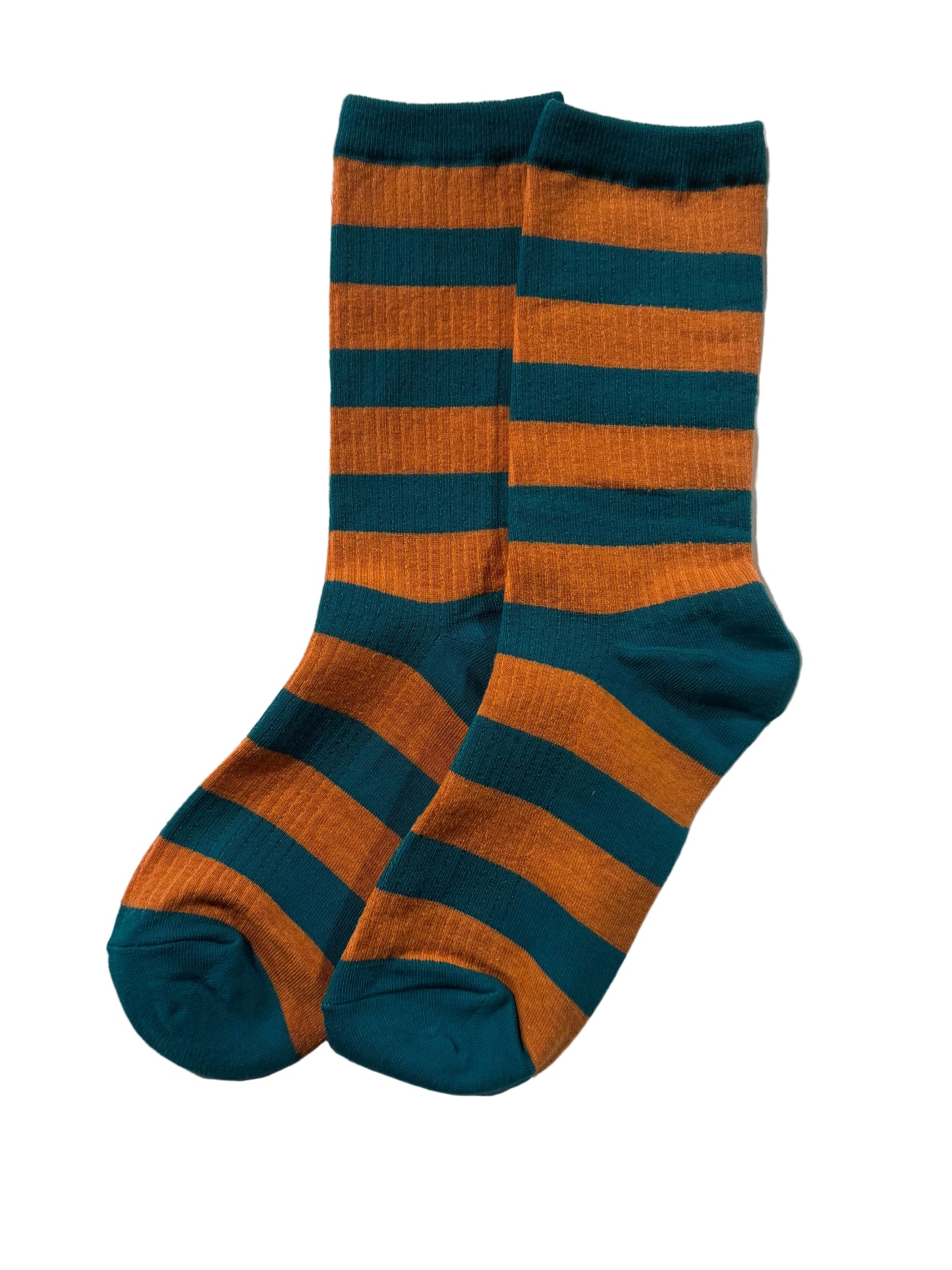 Calcetines Mujer Rayas Horizontales Naranja Verde