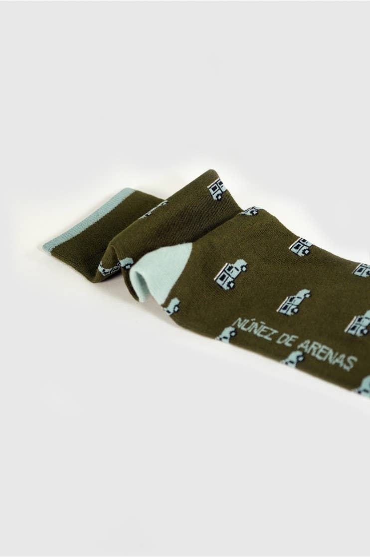 Calcetines Hombre Verde con Coches