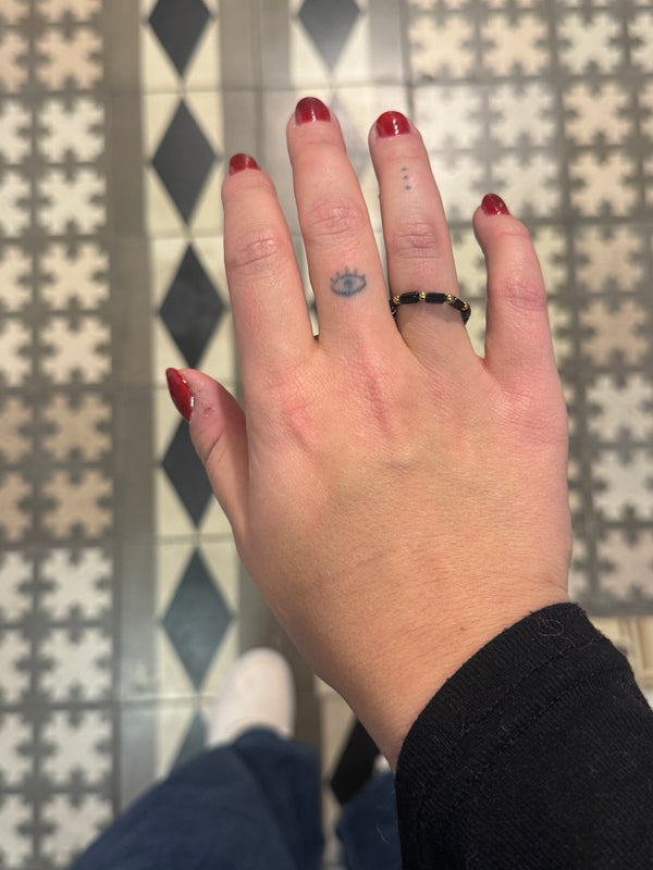 Anillo Elástico Cuentas Negro