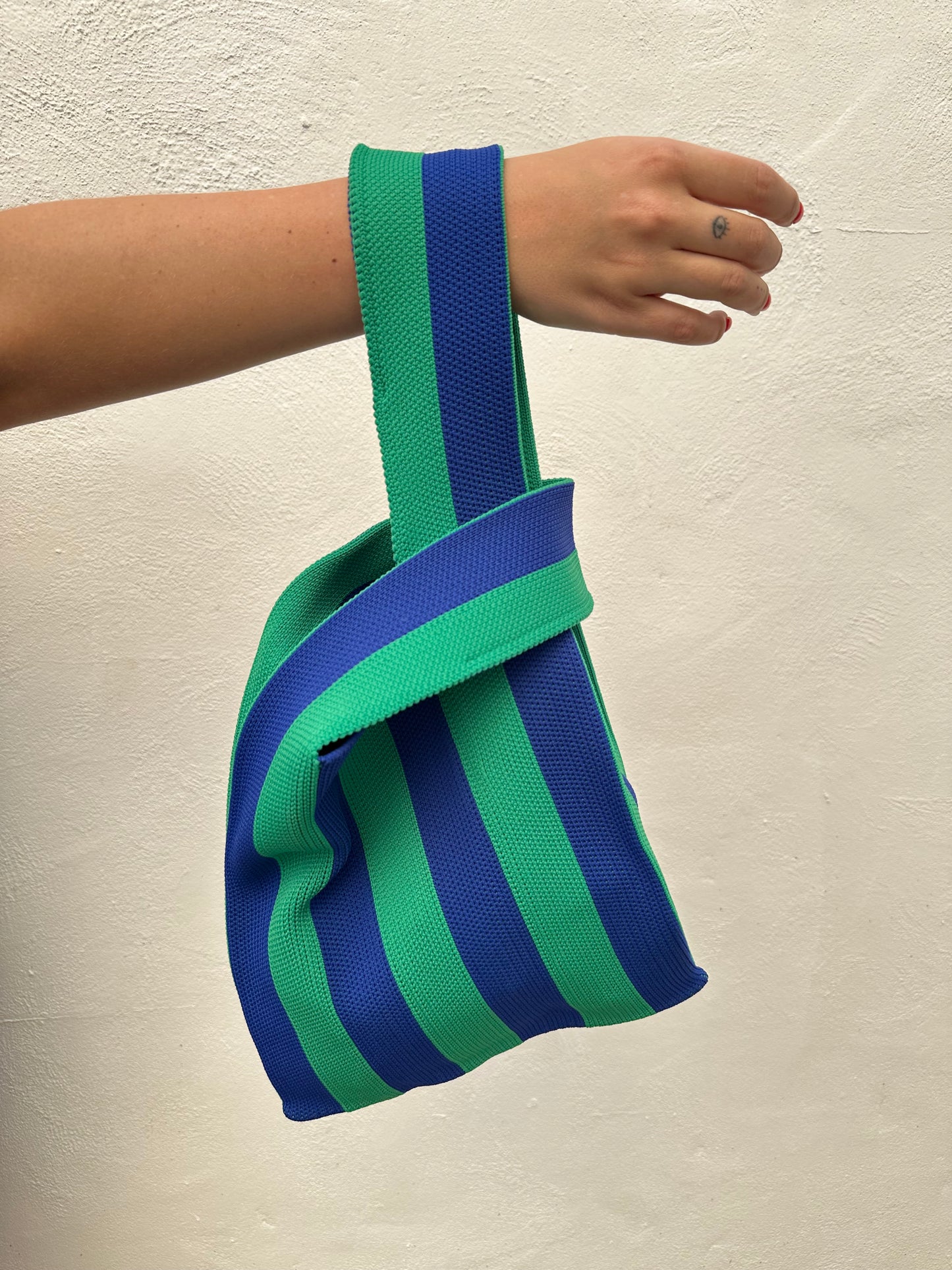 Bolso Japonés Rayas Grande Verde Azulón