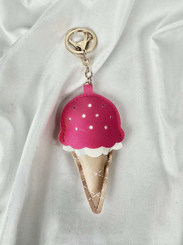 Llavero Charm Helado Fresa Rosa