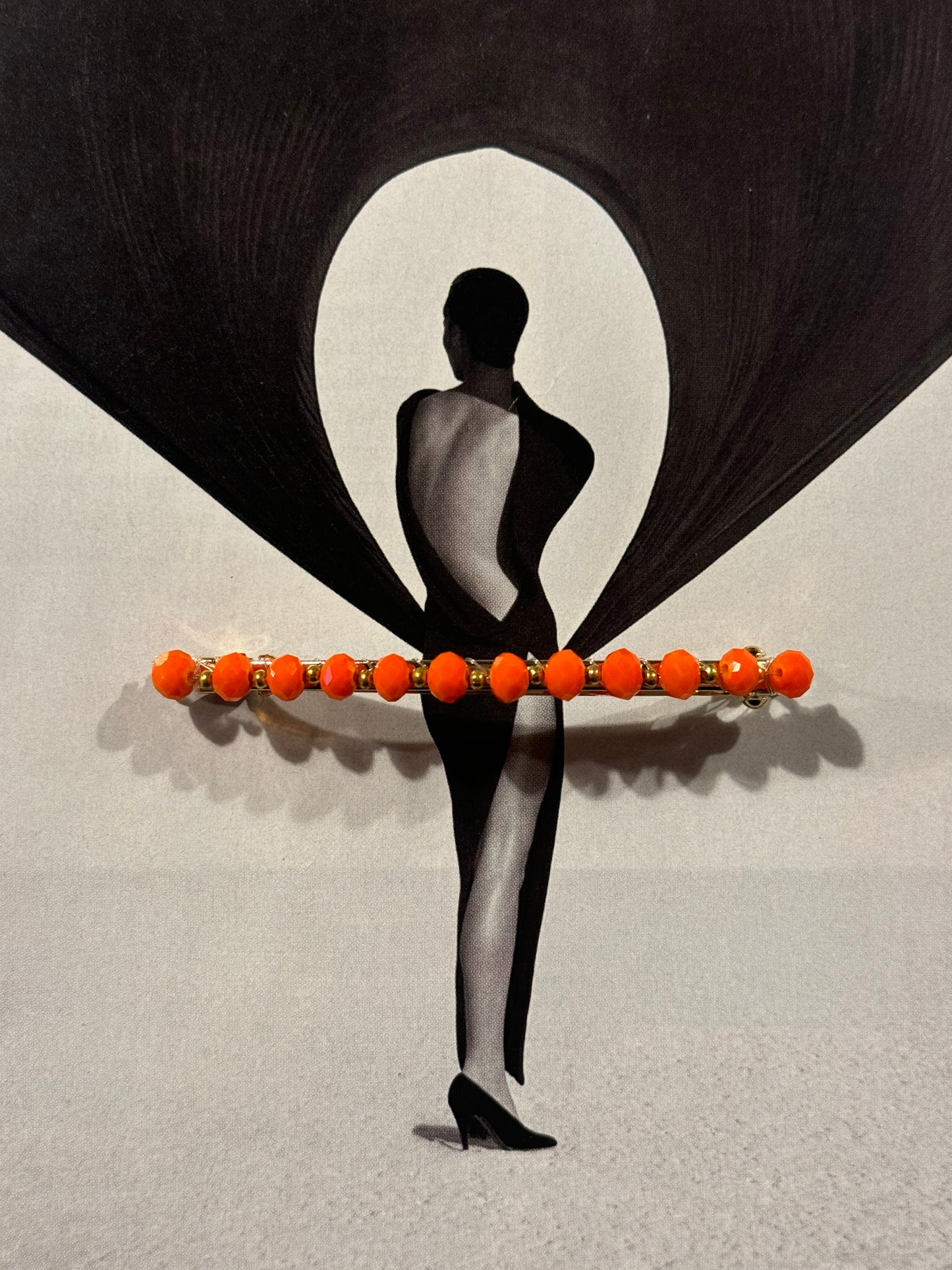 Pasador Joya Dorado con Piedras Naranjas