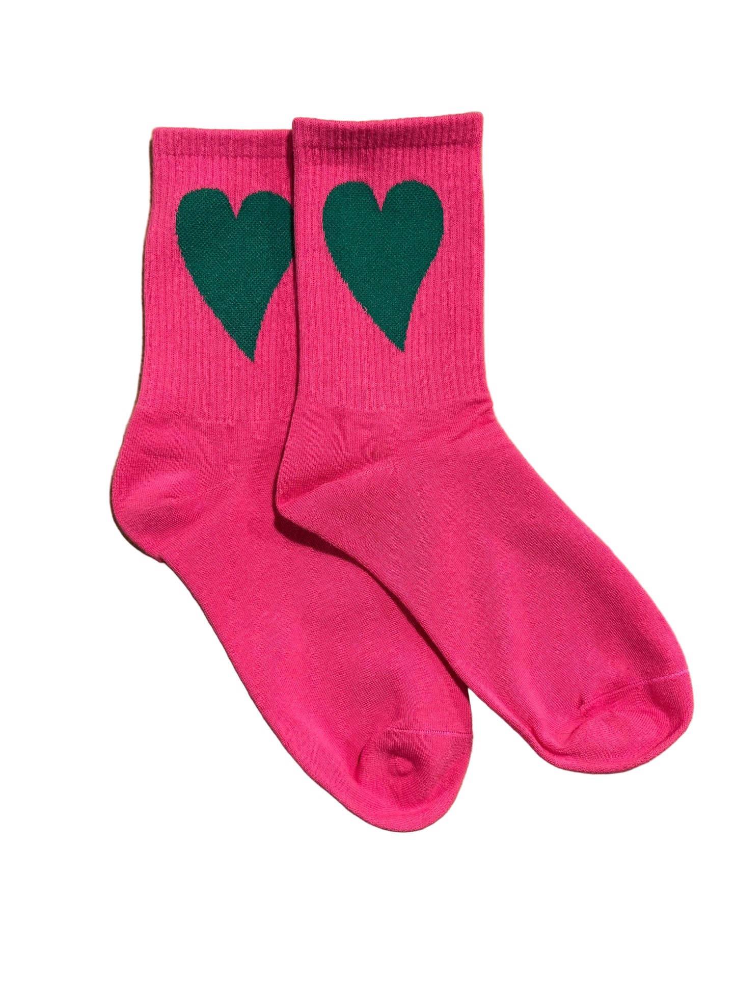 Calcetines Fucsia Corazón Verde
