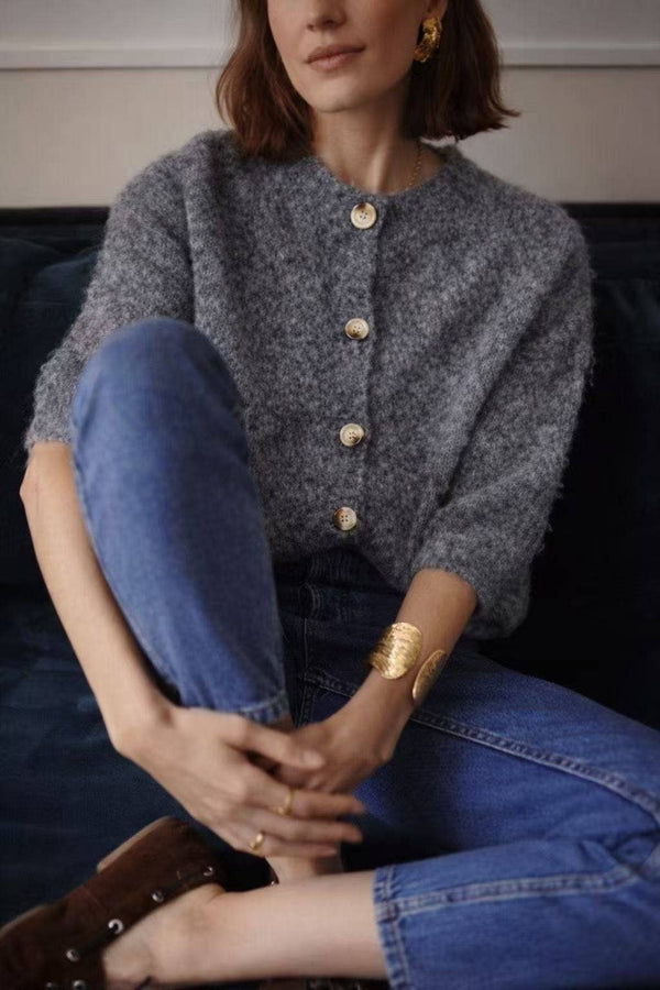 Cardigan Chaqueta Manga Tres Cuartos Botones