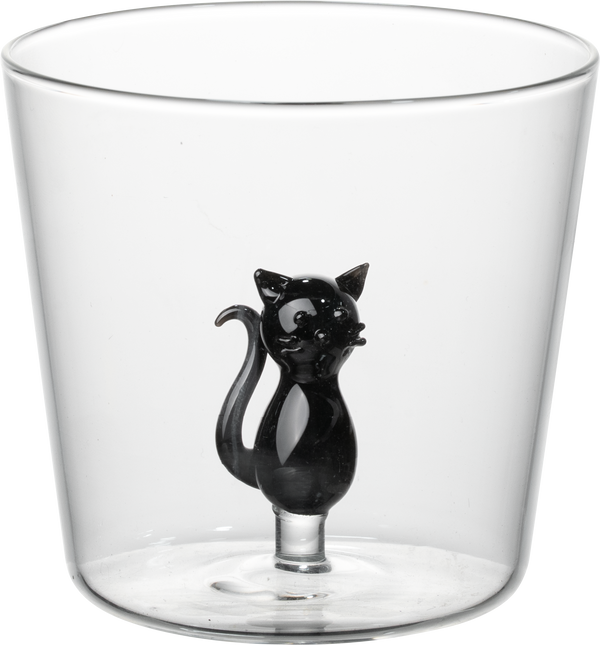 Vaso Vidrio Figura Dentro Gato Negro