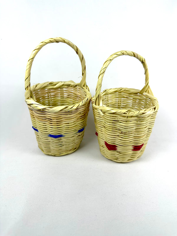 Mini Cesto Cestito Mimbre con Rojo