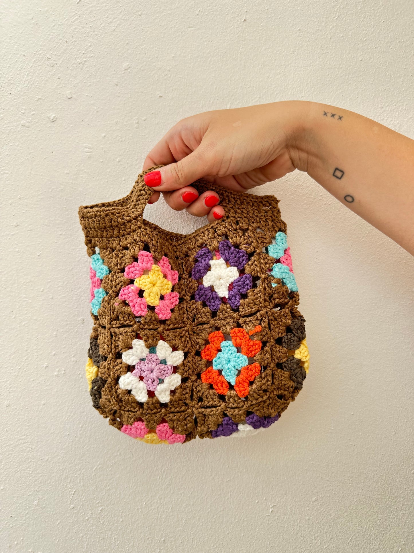 Mini Bolso Ganchillo Marrón