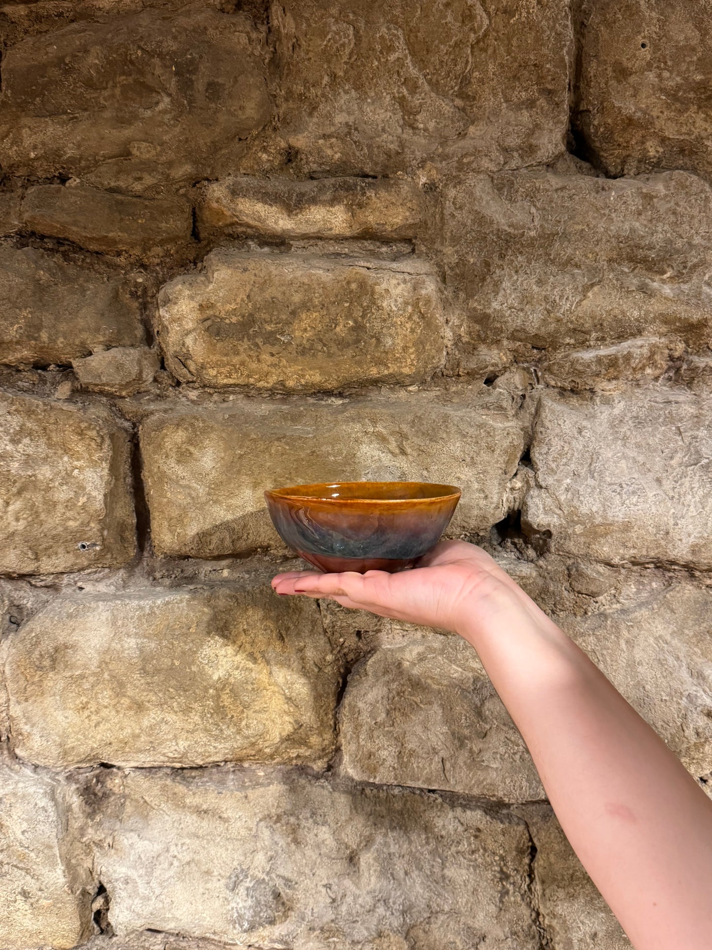 Cuenco Pequeño Artesanal Naranja y Azul