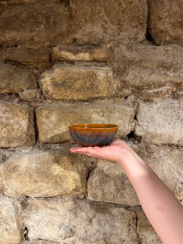 Cuenco Pequeño Artesanal Naranja y Azul