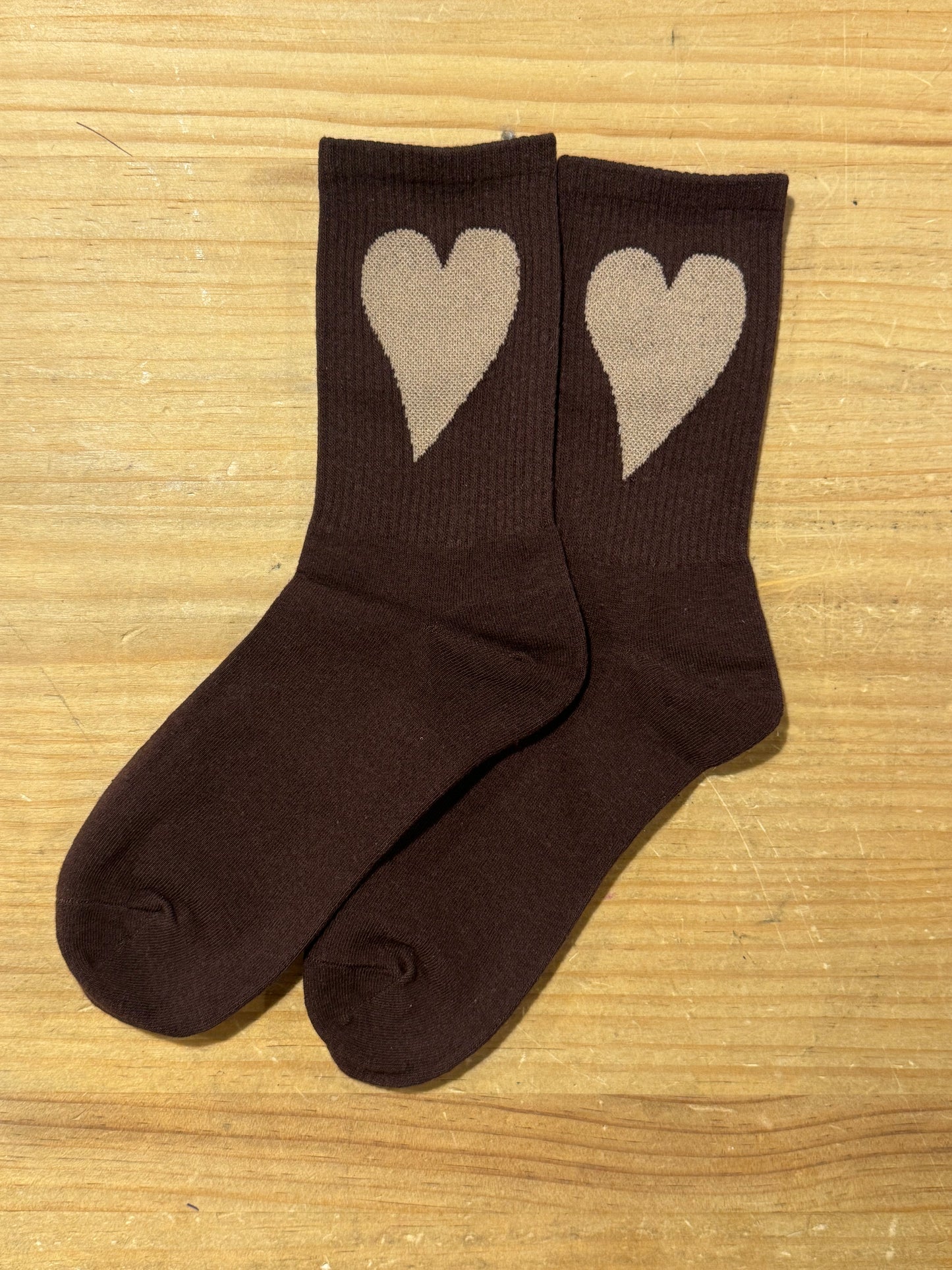 Calcetines Marrón Corazón Beige