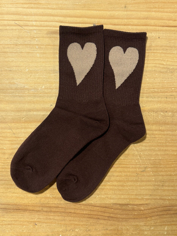 Calcetines Marrón Corazón Beige