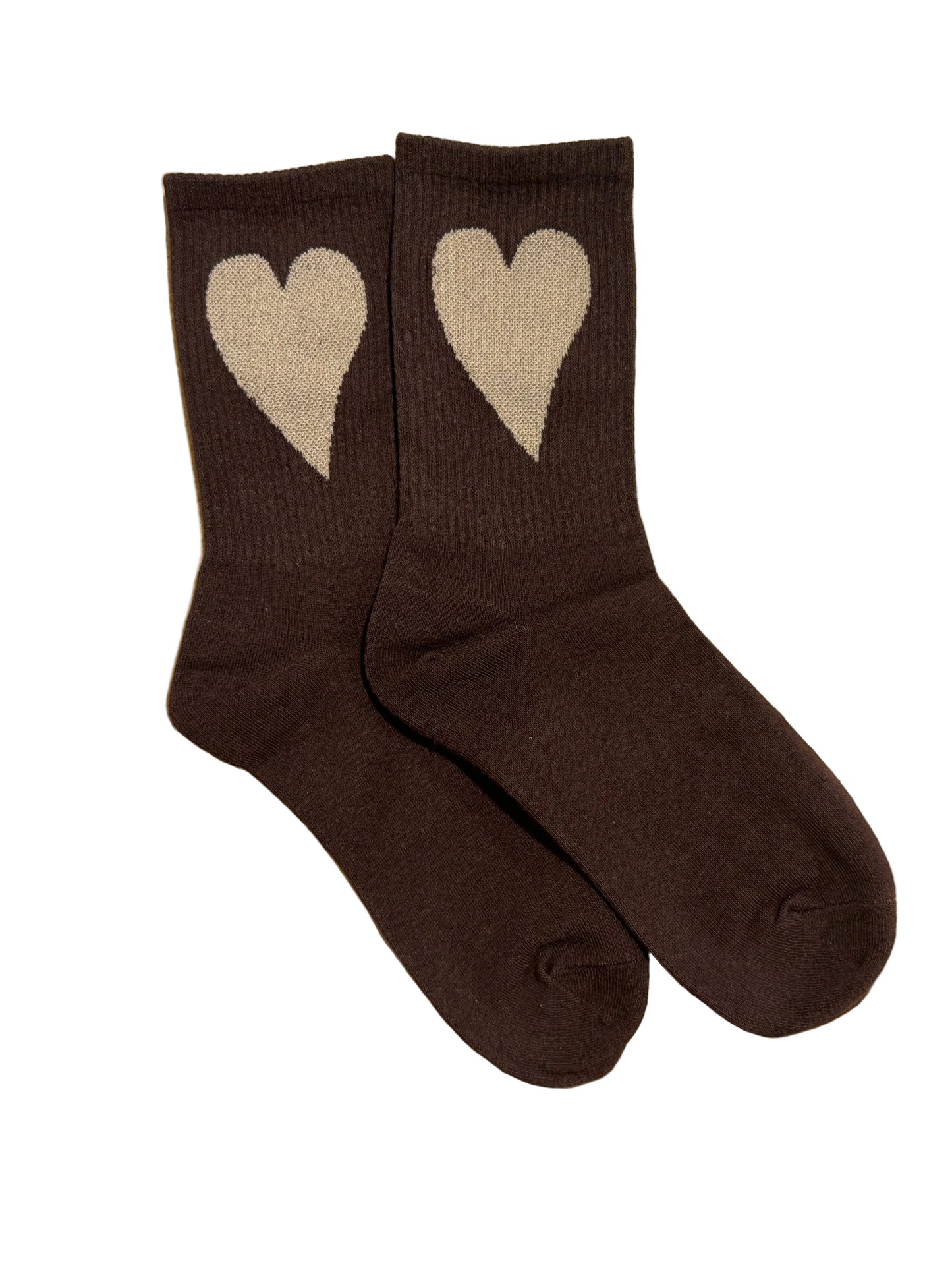 Calcetines Marrón Corazón Beige