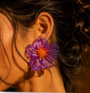 Pendientes Flor Transparente Con Estambres