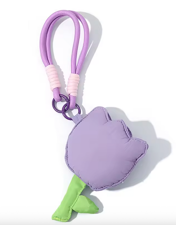 Llavero Charm Tulipán Acolchado con Monedero Morado