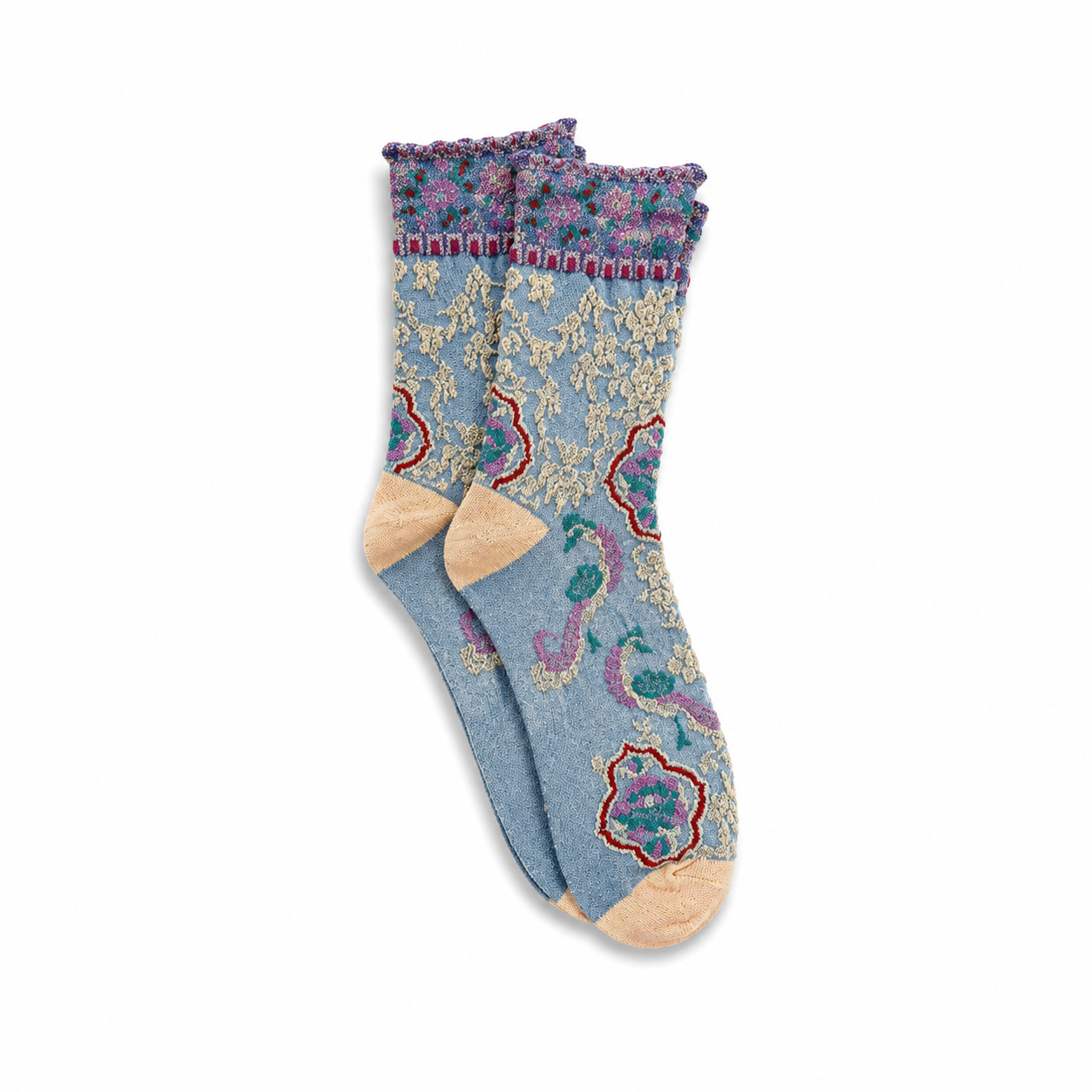 Women's Paisley Peacock Light Blue Socks