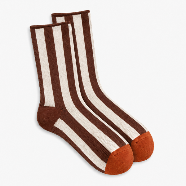 Calcetines Mujer Rayas Marrón Crudo Puntera Marrón