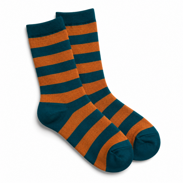 Women's Horizontal Stripe Socks Orange Green