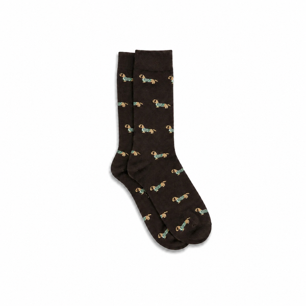 Calcetines Hombre Marrón Perro Salchicha Teckel