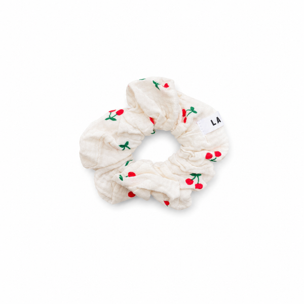 White Scrunchie with Cherries