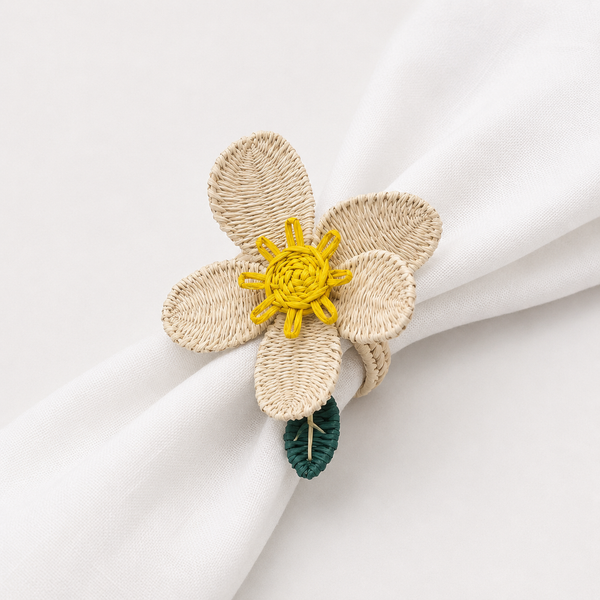 Servilletero Palma de Iraca Flor Blanca