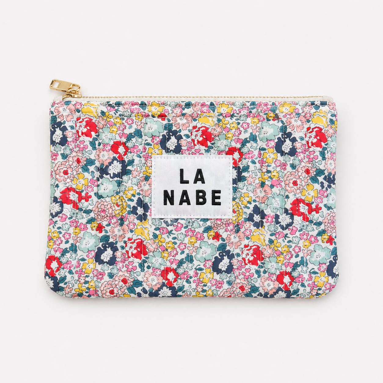 Monedero Acolchado Flores Colores Liberty Fondo Blanco Pequeño