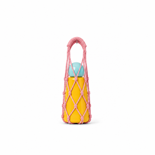 Bolsa Crochet para Botella Rosa